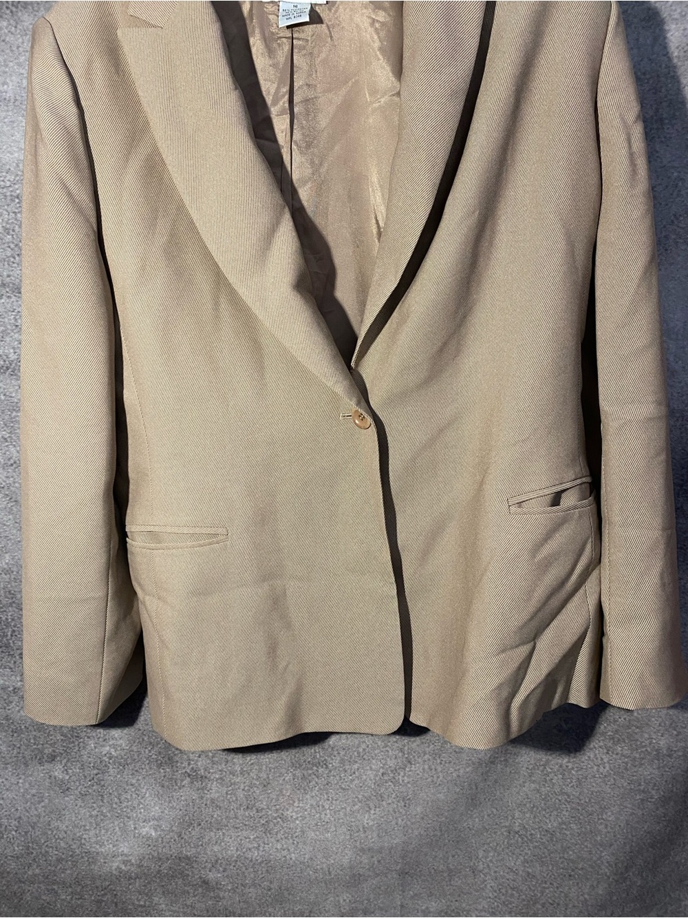 Alfani Womens Beige Tan Blazer Jacket Sz 16 Poly Rayon Single Button Career VTG - Picture 4 of 12